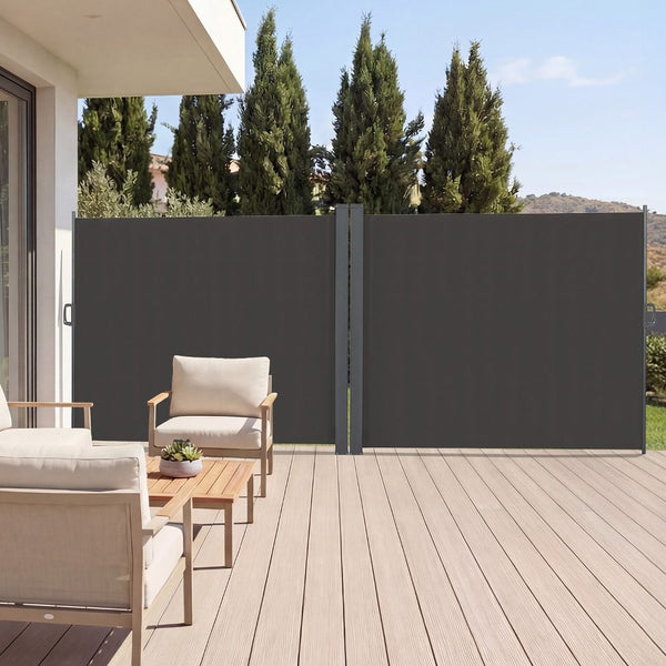 PARAVENT DOUBLE RÉTRACTABLE GRIS 6X1,6 M (1)