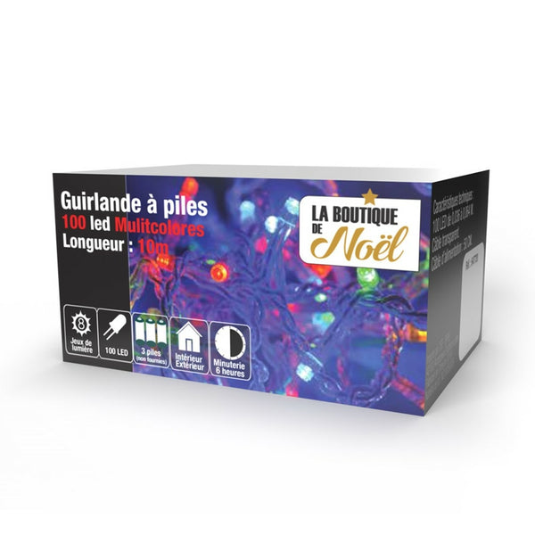 GUIRLANDE TIMER À PILES (3) & GUIRLANDE LED À PILES 100 LED MULTICOLORE