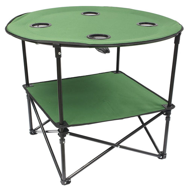 TABLE PIQUE-NIQUE PLIANTE AVEC ÉTAGÈRE (2) & TABLE PIQUE-NIQUE PLIANTE AVEC ÉTAGÈRE VERTE