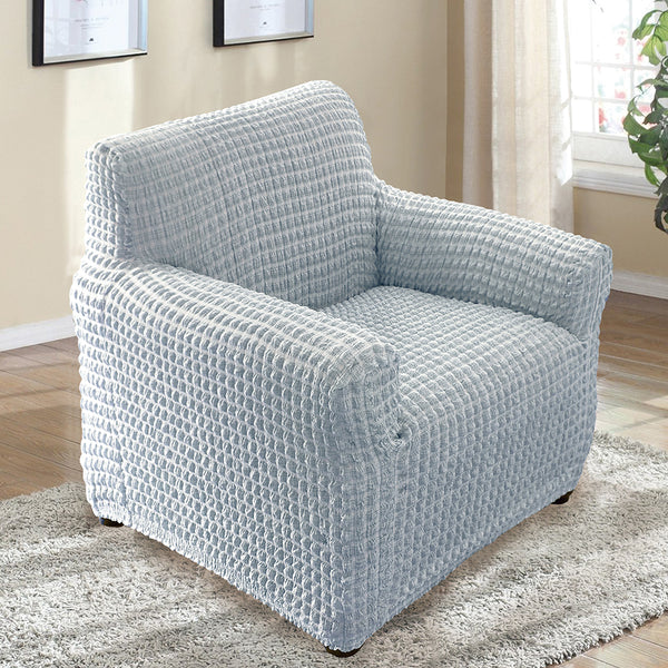 HOUSSE CHENILLE EXTENSIBLE GRIS (3) & HOUSSE DE FAUTEUIL CHENILLE EXTENSIBLE