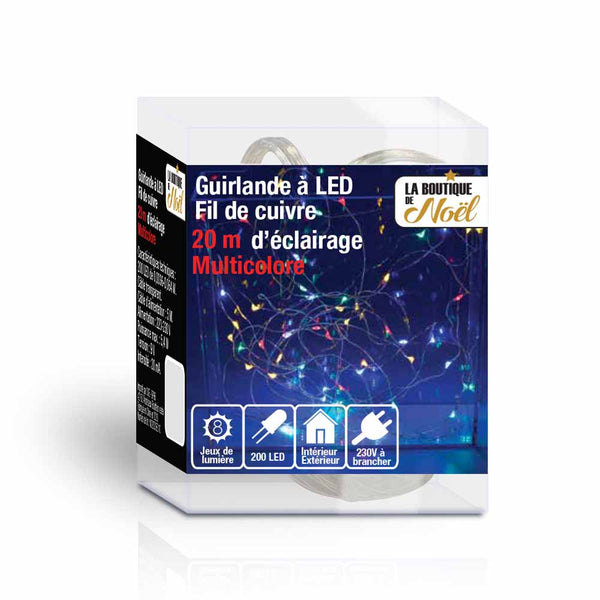GUIRLANDE CUIVRE ÉLECTRIQUE (3) & GUIRLANDE CUIVRE 20M 200 LED MULTICOLORE