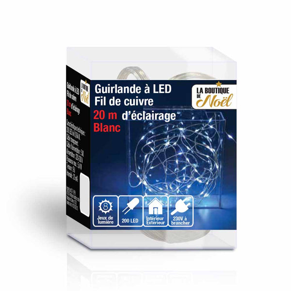 GUIRLANDE CUIVRE ÉLECTRIQUE (2) & GUIRLANDE CUIVRE 20M 200 LED BLANC FROID
