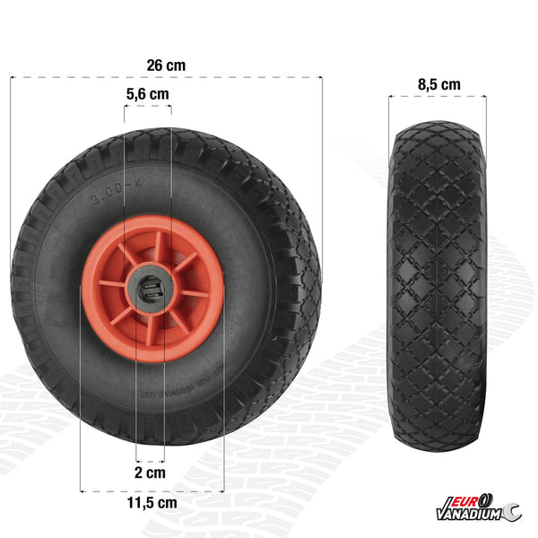 ROUE INCREVABLE Ø 260 MM AXE CENTRAL (2)
