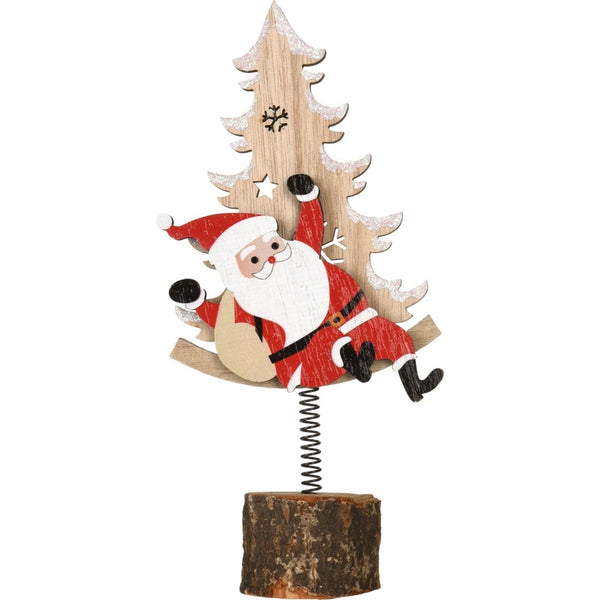 PÈRE NOËL À RESSORT SUR RONDIN (2)