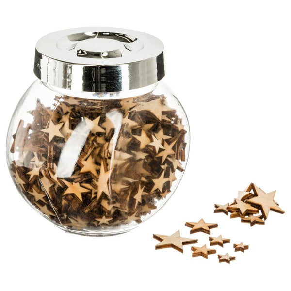 BOCAL DÉCO DE TABLE BOIS ÉTOILES ET FLOCONS (1)