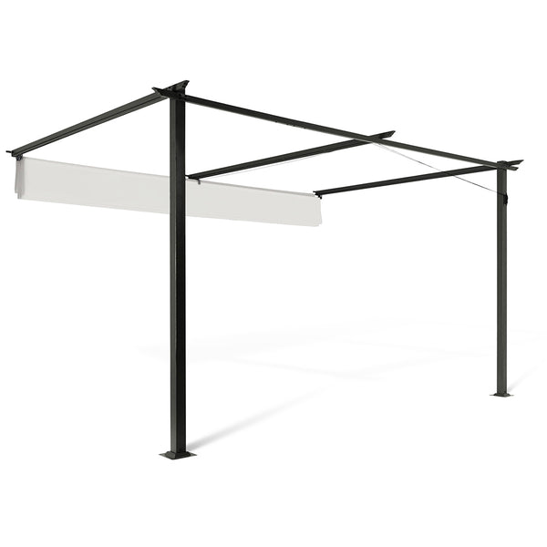 PERGOLA ADOSSÉE 3 X 4 M TOIT RÉTRACTABLE BEIGE (2)