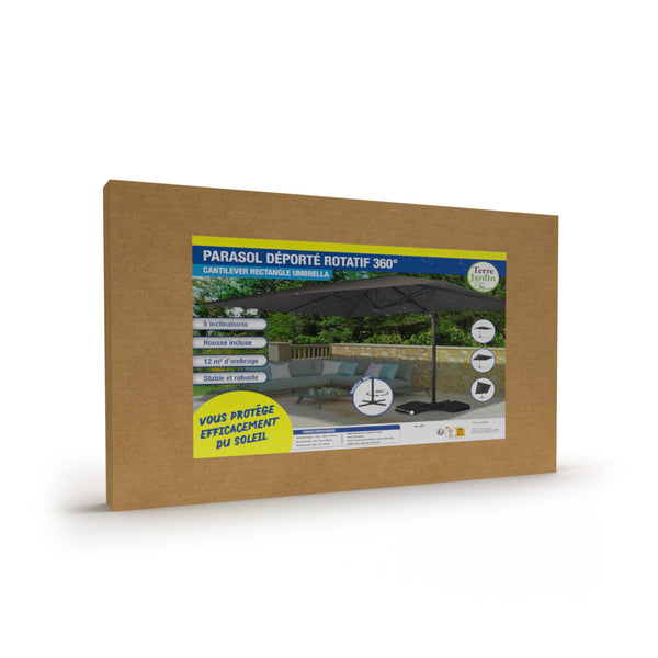 PARASOL DÉPORTÉ 3X4 M AVEC HOUSSE (14)