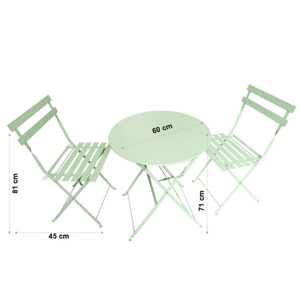 TABLE DE BISTROT VERTE RONDE ET 2 CHAISES (2)