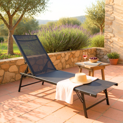 CHAISE LONGUE PLIABLE TEXTILENE NOIRE (1)
