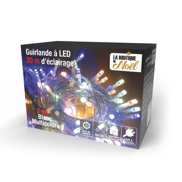 GUIRLANDE ÉLECTRIQUE BICOLORE (1) & GUIRLANDE BICOLORE 20M 200 LED