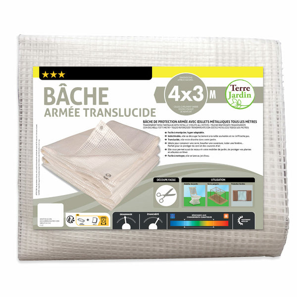 BÂCHE DE PROTECTION ARMÉE TRANSLUCIDE (6) & BÂCHE ARMÉE TRANSLUCIDE 4 X 3 M (1)