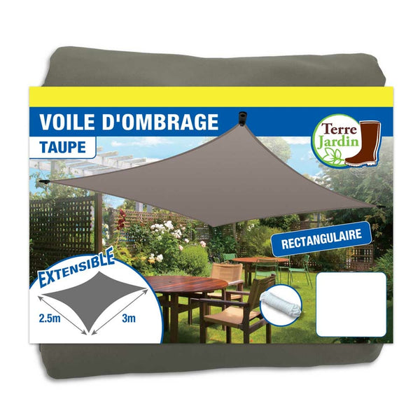 VOILE D'OMBRAGE EXTENSIBLE RECTANGULAIRE (7) & VOILE D'OMBRAGE EXTENSIBLE 2,5 X 3 M TAUPE (2)