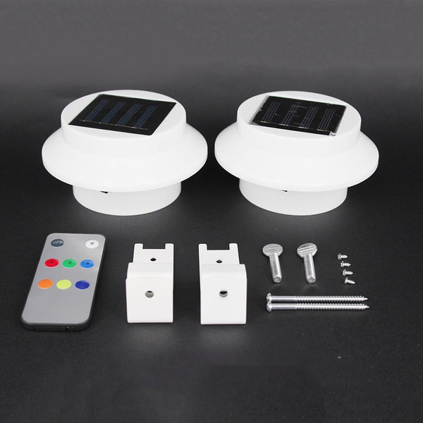 LAMPES DE GOUTTIERE SOLAIRES 3 LED COULEUR TELECOMMANDEES X2 (2)